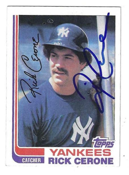 Autographed RICK CERONE New York Yankees 1982 Topps Card