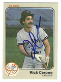 Autographed RICK CERONE New York Yankees 1983 Fleer Card