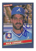 Autographed RICK CERONE Atlanta Braves 1986 Donruss Card