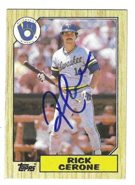 Autographed RICK CERONE Milwaukee Brewers 1987 Topps Card