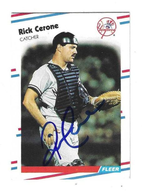 Autographed RICK CERONE New York Yankees 1988 Fleer Card