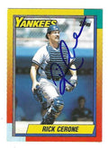 Autographed RICK CERONE New York Yankees 1990 Topps Card