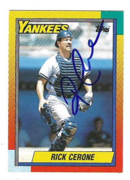 Autographed RICK CERONE New York Yankees 1990 Topps Card