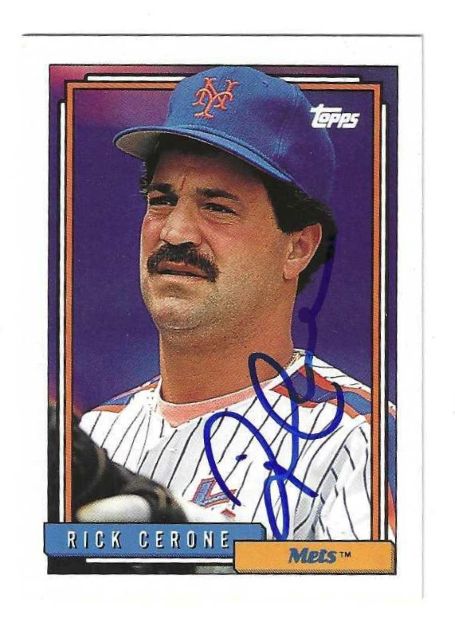 Autographed RICK CERONE New York Mets 1992 Topps Card