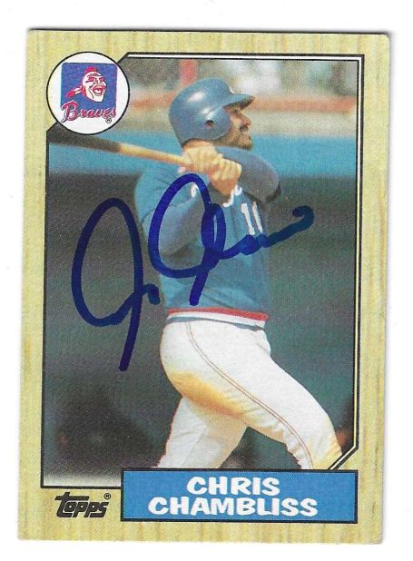 Autographed CHRIS CHAMBLISS Atlanta Braves 1987 Topps Card