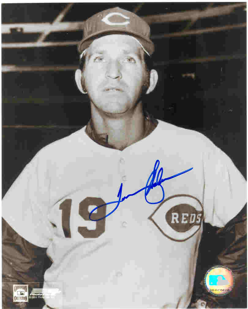 AUTOGRAPHED TOMMY HELMS 8x10 Cincinnati Reds Photo