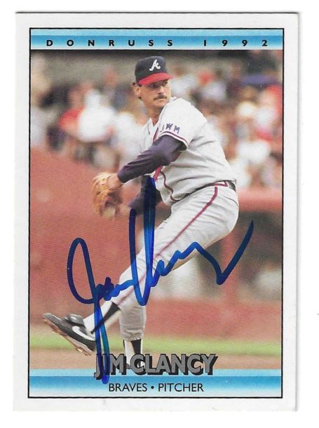 Autographed JIM CLANCY Atlanta Braves 1992 Topps Card