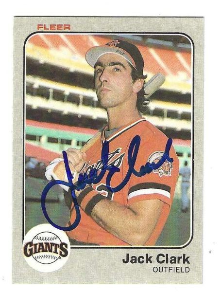 Autographed JACK CLARK San Francisco Giants 1983 Fleer Card