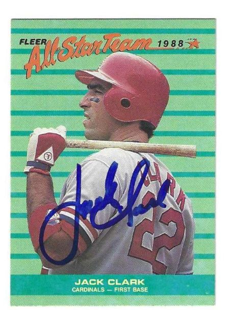 Autographed JACK CLARK St. Louis Cardinals 1988 Fleer All Star Card