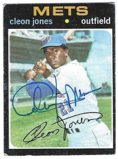 Autographed 1971 Topps CLEON JONES New York Mets Card