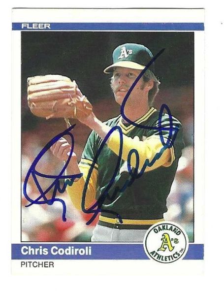 Autographed CHRIS CODIROLI Oakland A's 1984 Fleer Card