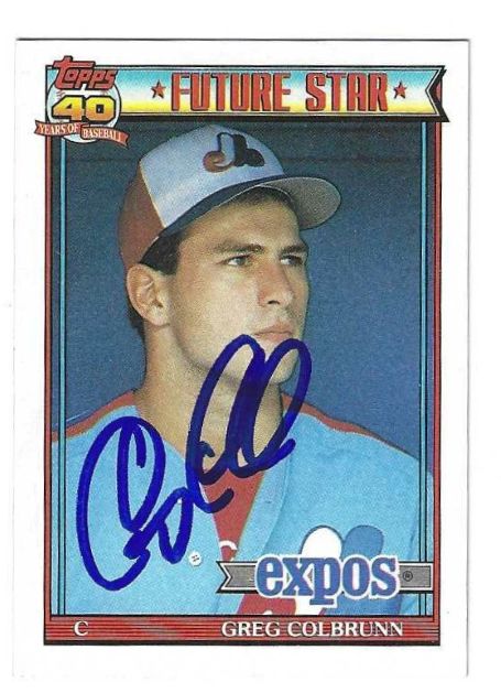Autographed GREG COLBRUNN Montreal Expos 1991 Topps Card