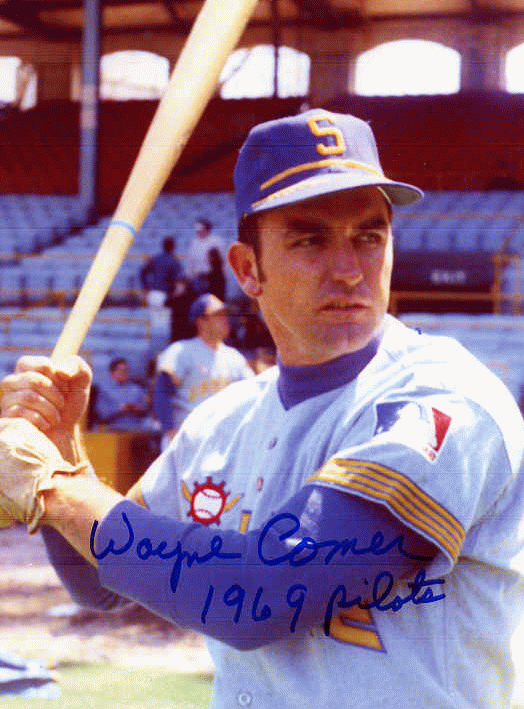 Autographed WAYNE COMER 8x10 Seattle Pilots Photo