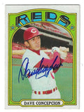 Autographed DAVE CONCEPCION Cincinnati Reds 1972 Topps Card