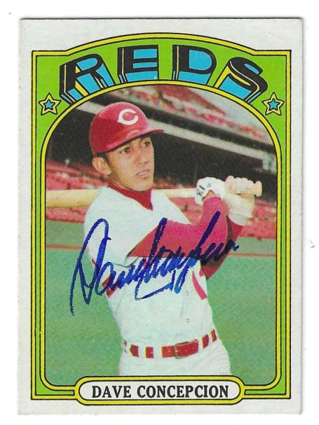 Autographed DAVE CONCEPCION Cincinnati Reds 1972 Topps Card