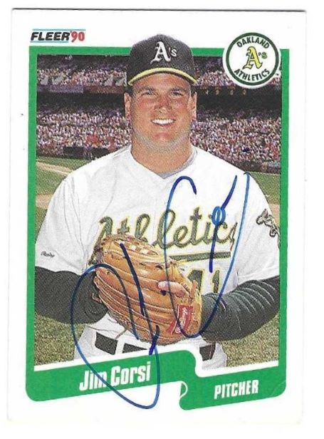 Autographed JIM CORSI Oakland A's 1990 Fleer Card