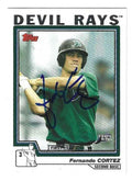 Autographed FERNANDO CORTEZ Tampa Bay Rays 2004 Topps Card