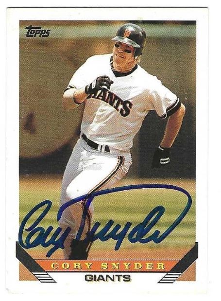Autographed CORY SNYDER San Francisco Giants 1993 Topps Card