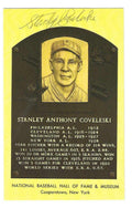 Autographed Stanley Coveleski Hall of Fame Gold Plaque Postcard
