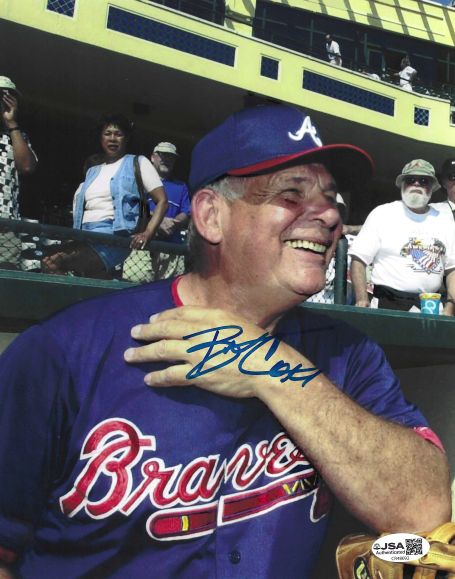 Autographed BOBBY COX 8X10 Atlanta Braves Photo JSA