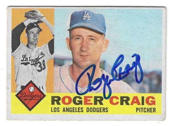 Autographed Roger Craig Los Angeles Dodgers 1960 Topps Card