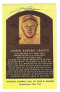 Autographed JOE CRONIN Hall of Fame Gold Plaque Postcard