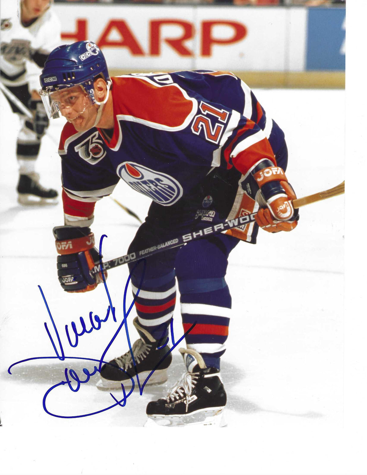 Autographed VINCENT DAMPHOUSSE 8X10 Edmonton Oilers Photo