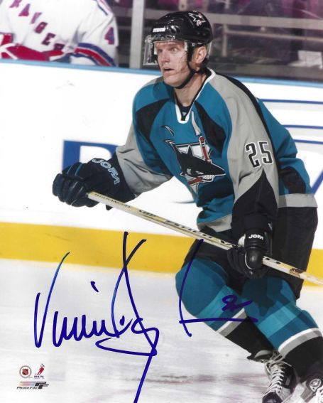 Autographed VINCENT DAMPHOUSSE 8X10 San Jose Sharks photo