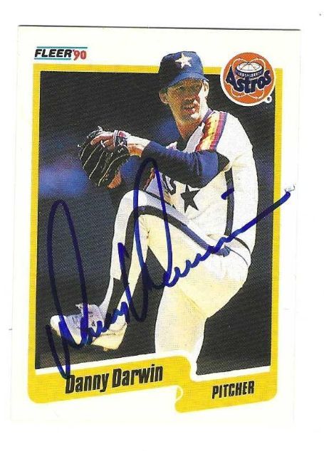 Autographed DANNY DARWIN Houston Astros 1990 Fleer Card