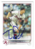 Autographed TUCKER DAVIDSON Atlanta Braves 2022 Topps Card