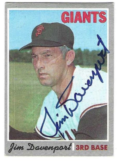 Autographed JIM DAVENPORT San Francisco Giants 1970 Topps Card