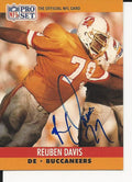 Autographed 1990 Pro Set Reuben Davis Football card