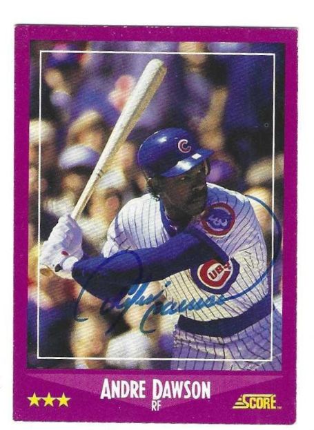 Autographed ANDRE DAWSON Chicago Cubs 1988 Score Card