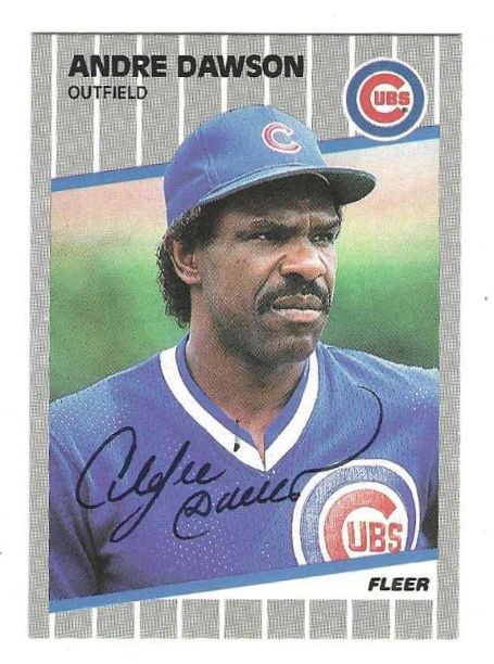 Autographed ANDRE DAWSON Chicago Cubs 1989 Fleer Card