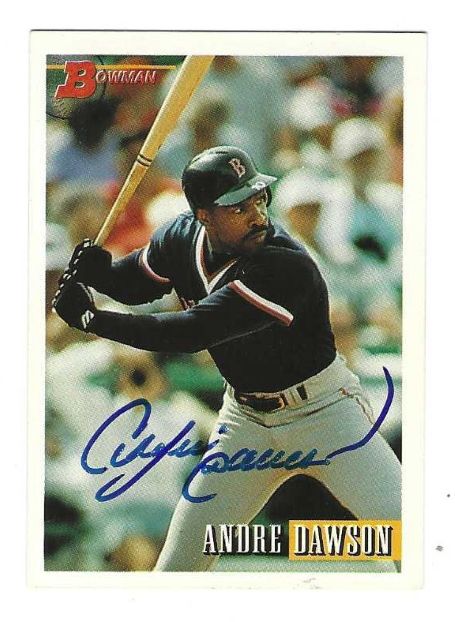 Autographed ANDRE DAWSON Chicago Cubs 1993 Bowman Card