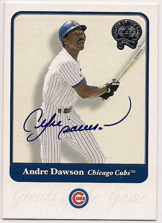 Autographed ANDRE DAWSON 2001 Fleer Greats Card