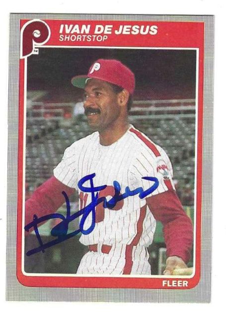 Autographed IVAN DEJESUS Philadelphia Phillies 1985 Fleer Card (Copy)