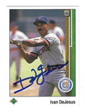 Autographed IVAN DEJESUS Detroit Tigers 1989 Upper Deck Card