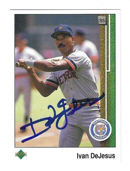 Autographed IVAN DEJESUS Detroit Tigers 1989 Upper Deck Card