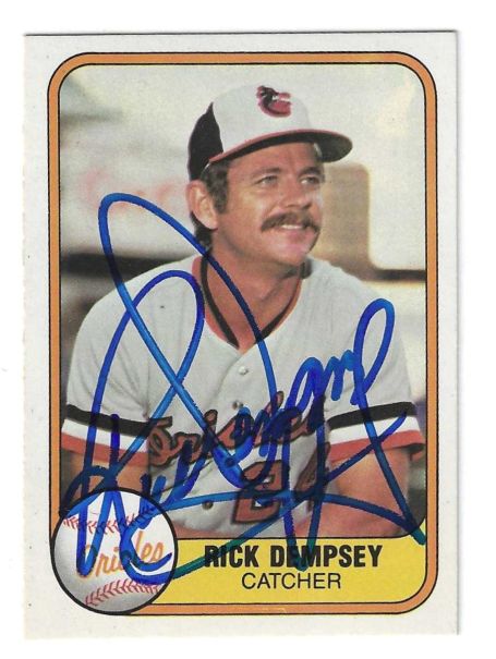 Autographed RICK DEMPSEY Baltimore Orioles 1981 Fleer Card