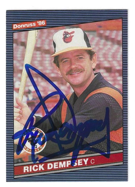Autographed RICK DEMPSEY Baltimore Orioles 1986 Donruss Card