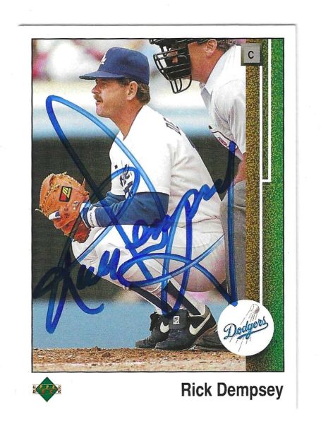 Autographed RICK DEMPSEY Los Angeles Dodgers 1989 Upper Deck Card