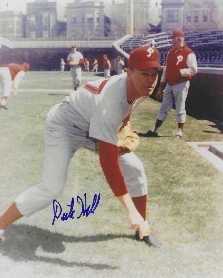 AUTOGRAPHED DICK HALL 8x10 Philadelphia Phillies Photo