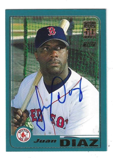 Autographed JUAN DIAZ Boston Red Sox 2001 Topps Card
