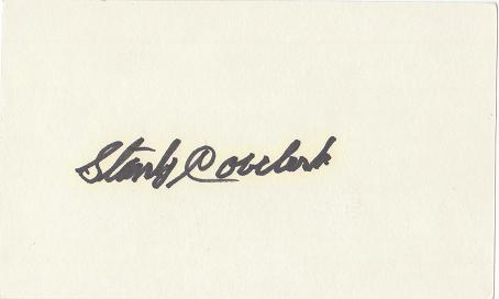 SIGNED 3x5 Index card STANLEY COVELESKI Indians HOF