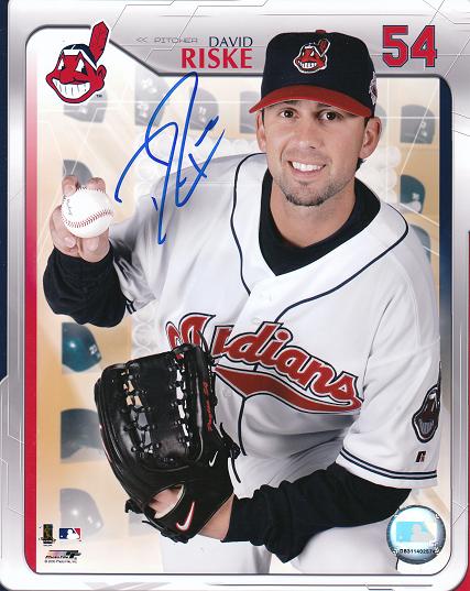 AUTOGRAPHED DAVID RISKE 8x10 Cleveland Indians Photo