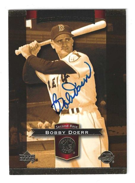 Autographed BOBBY DOERR Boston Red Sox 2003 Upper Deck Sweet Spot Classic Card