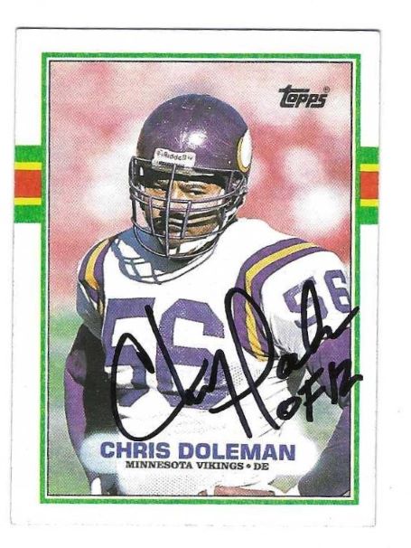 Autographed Chris Doleman Minnesota Vikings 1989 Topps Card