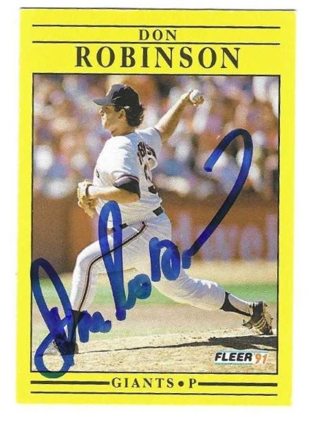 Autographed DON ROBINSON San Francisco Giants 1991 Fleer Card