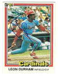 Autographed LEON DURHAM St. Louis Cardinals 1981 Donruss Card